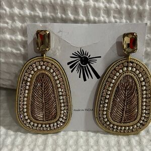 Elegant Gold and Brown Beaded Earrings